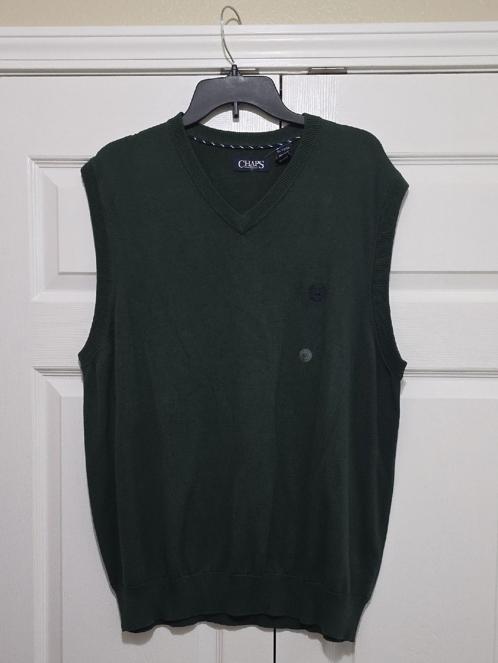 Chaps Dark Green V-Neck Knit Sweater Vest